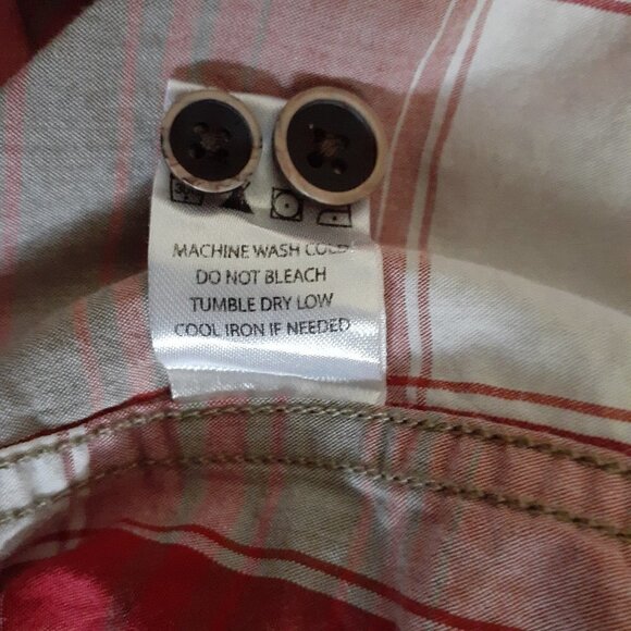 Ecoths Men's M 100% Cotton Red Plaid Made Fair Trade Button Down Shirt - Picture 9 of 12